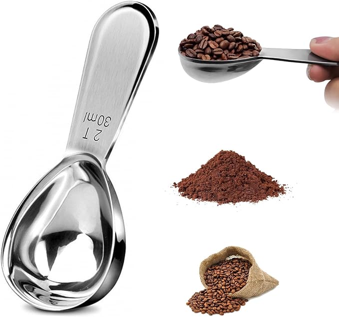 18/8 Stainless Steel Coffee Scoop, 2 Tbsp (30ml) Short Handle Measuring Spoon for Precise Measurement of Ground Coffee, Tea, Sugar, Flour