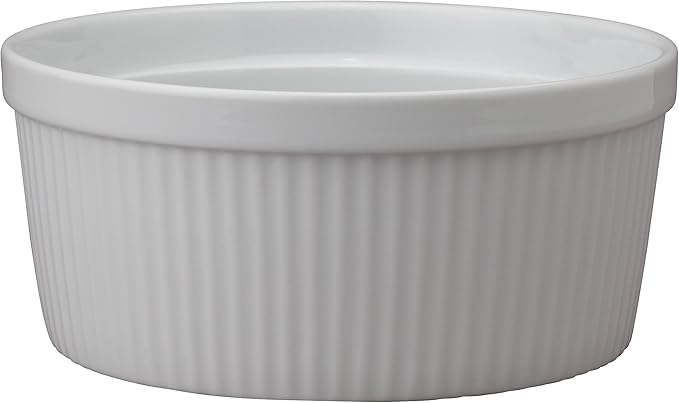 HIC Kitchen Souffle, Fine Porcelain, For Baking Souffles, Casseroles, Side Dishes, And Desserts, 48-Ounce (1.5-Quart) Capacity