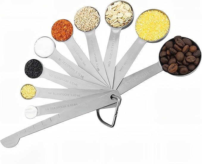 Smithcraft Measuring Cups and Spoons Set, 18/8 Stainless Steel Measuring Cups and Spoons Set for Kitchen & Baking, Heavy Duty Metric & US 8 Measure Cups & 9 Spoons & 1 Leveler