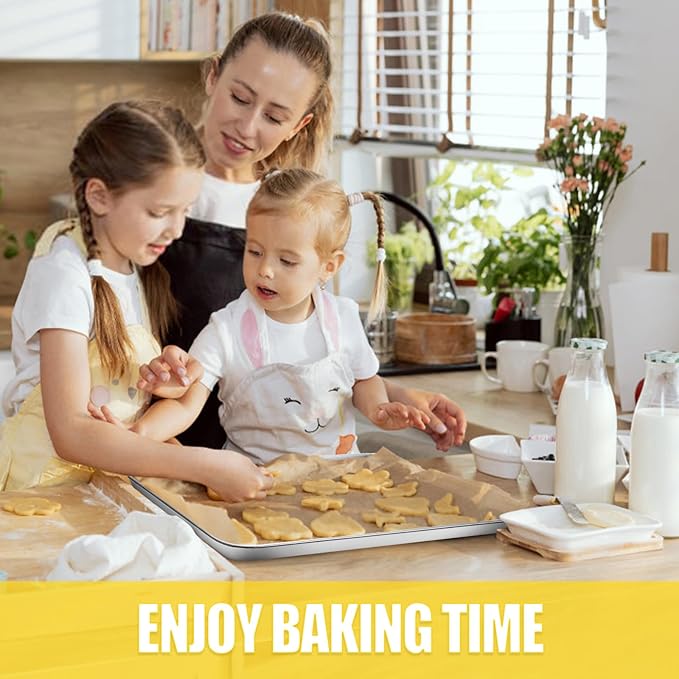 Terlulu Baking Sheet, Cookie Sheet, Stainless Steel Baking Pan, 2 Piece-17.3''x 12.3'' x 1'', Half Sheet Pan for Oven, Baking Tray for Baking&Roasting, Nonstick&Nontoxic&Easy Clean
