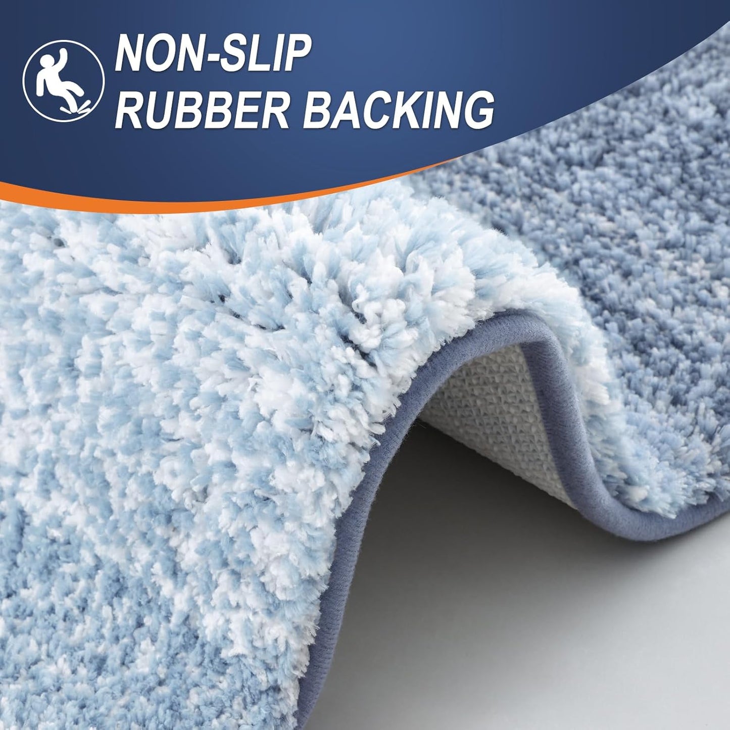 OLANLY Bathroom Rugs Mat 44x32, Extra Soft Absorbent Microfiber Bath Rugs, Rubber Backing, Quick Dry, Machine Washable Bath Mats for Bathroom Floor, Tub and Shower, Home Decor Accessories, Blue
