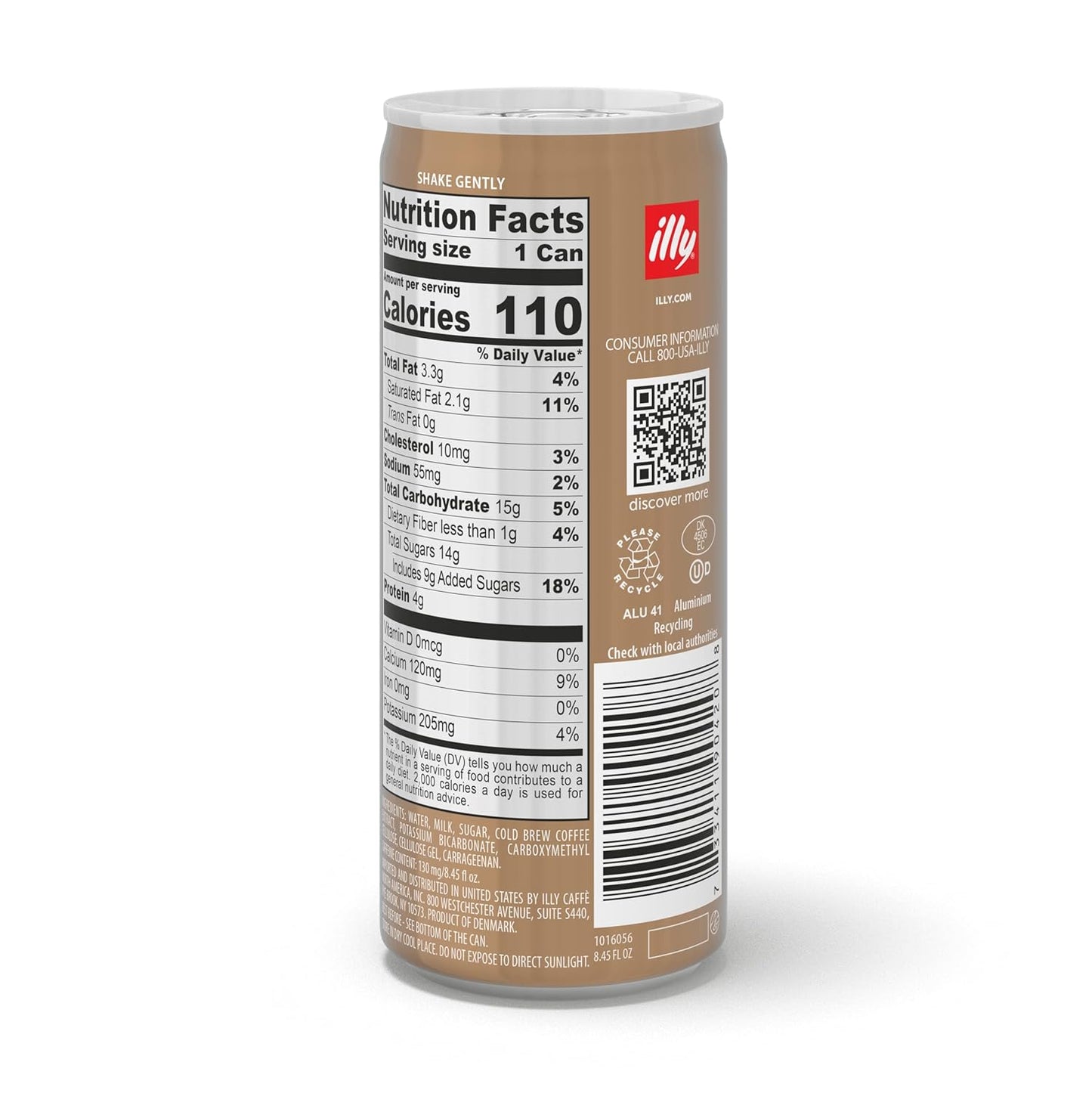 illy Ready To Drink Latte Macchiato Cold Brew - 100% Arabica Coffee, Smooth & Refreshing Taste - Convenient, Easy to Carry Drink With Milk - 8.5 oz. (Pack of 4)