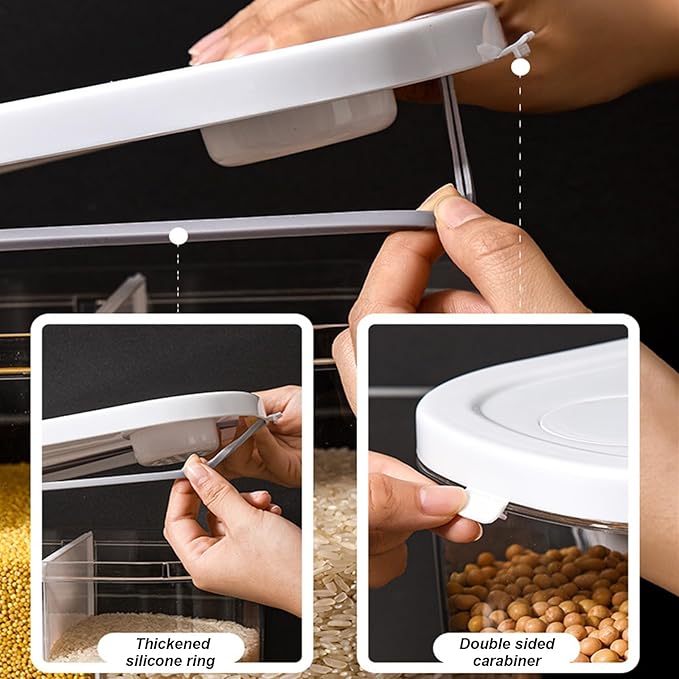 Yuehuam Dry Food Dispenser,12L Wall mounted 5 Grid Grain Dispenser 25 pounds Cereal and Rice Storage Container with Measuring Cup