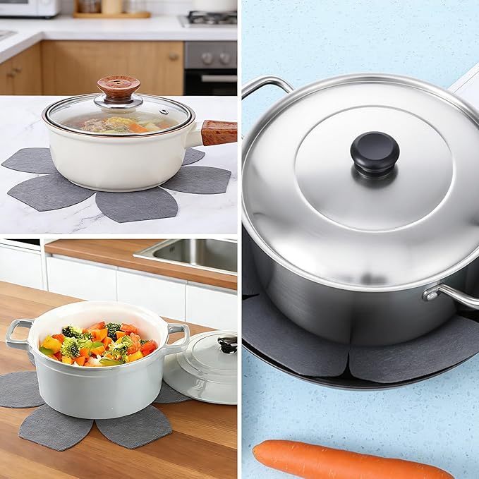 Felt Pot and Pan Protectors for Stacking, 12 Pieces in 3 Sizes, Extra Thick Divider Non-Slip Cookware Dividers Scratch-Resistant Pads for Nonstick Ceramic Glass Metal Pans