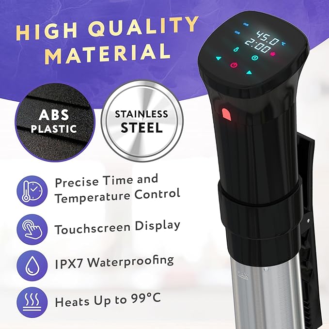 APQ Sous Vide Cooker 1100W, Professional Thermal Immersion Circulator Cooker with Adjustable Clamp, Sous Vide Machines with Temperature/Digital Timer, Ultra Quiet Sous Vide Precision Cooker