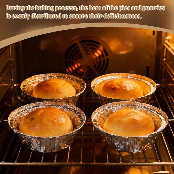 50 Pack 5" Round Tart Pie Foil Pans Disposable Aluminum Foil Tart & Pie Tins for Baking,Cooking,Storage or Reheating