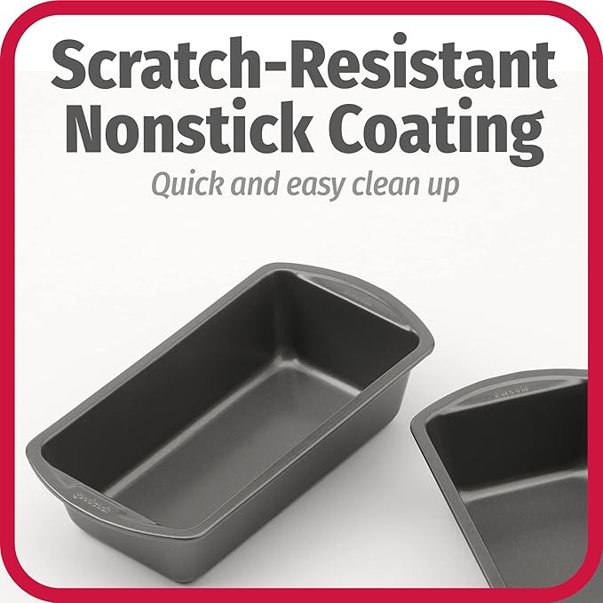 GoodCook Nonstick Loaf Pan 8 x 4-Inch Heavy-Duty Steel Bakeware with Easy-Clean Non-Stick Coating,Oven & Dishwasher Safe Pan for Meatloaf Breads Lasagnas Casseroles & More,Set of 2,Gray,(Pack of 12)