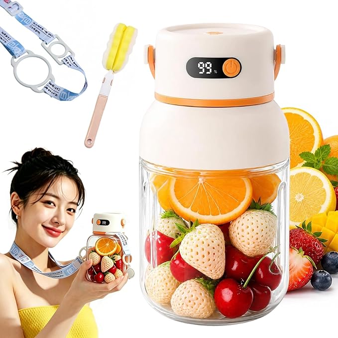 Portable Electric Juicer Cup with Zero Cord Hassle, USB-C Rechargeable Electric Blender with 18000 RPM Motor, Portable Wireless Juicer Cup for Home, Gym, Office and Outdoor (1000ml 1pc)