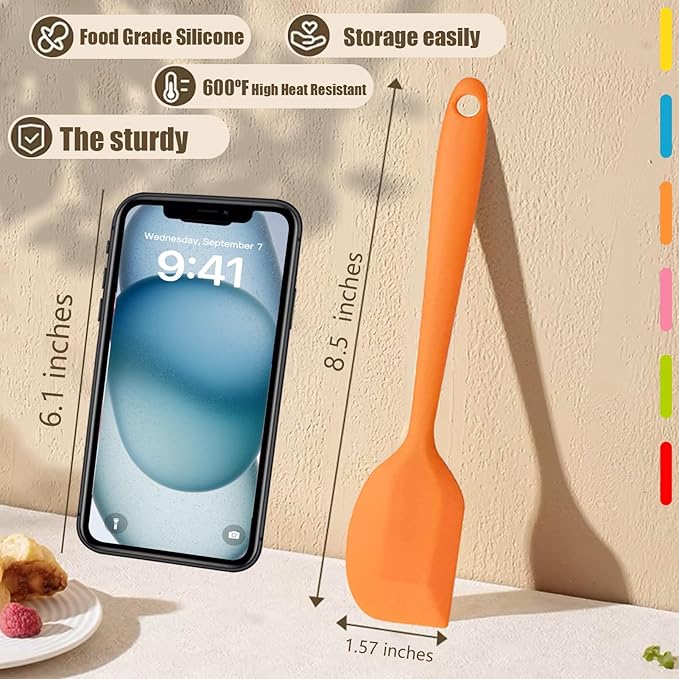 8 Pieces Silicone Spatulas,8.5 inch Non-stick with Stainless Steel Core,Heat Resistant-500℉, Food Grade Dishwasher Safe, for Mixing,Cooking,Baking (Mixed color)