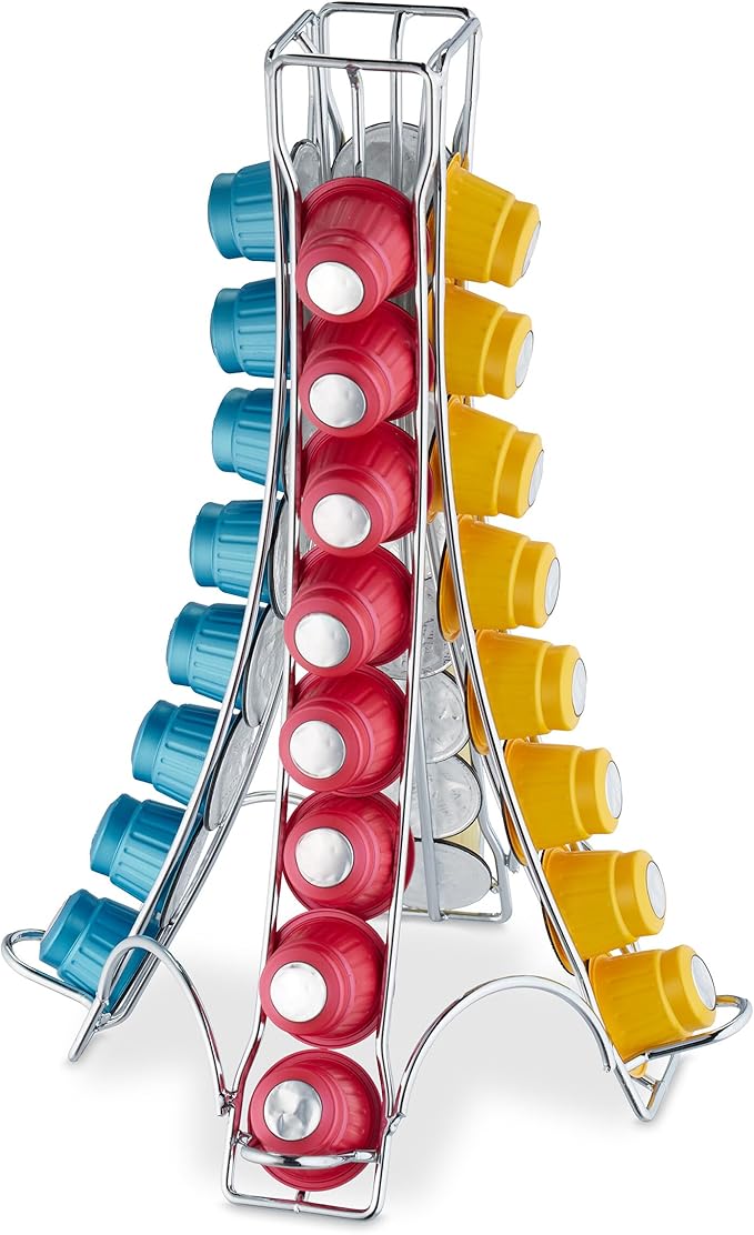 Relaxdays Coffee Pod Holder, Silver, 30 x 21.5 x 21.5 cm