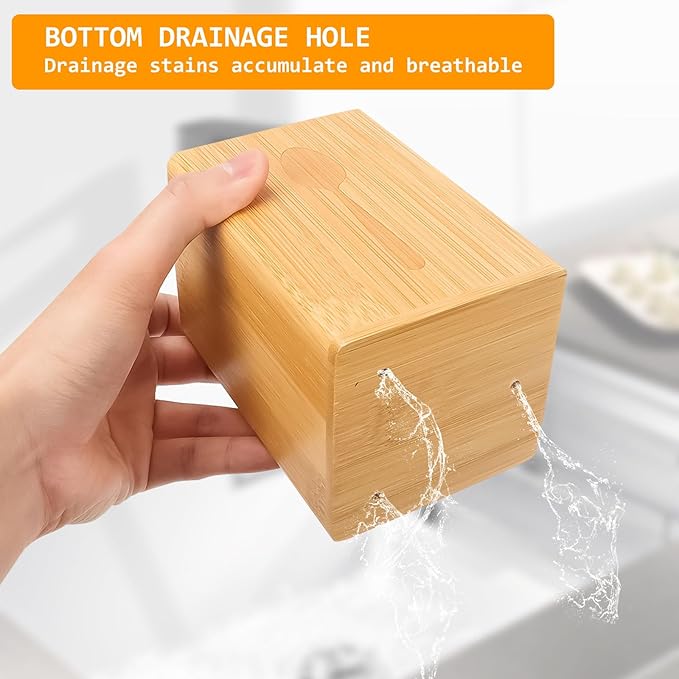 Qivine Acacia Wood Utensil Holder, Wooden Silverware Holder Countertop Utensil Organizer Silverware Organizer with Tray, Kitchen Utensil Organizers for Forks, Spoons, Knives (Bamboo)
