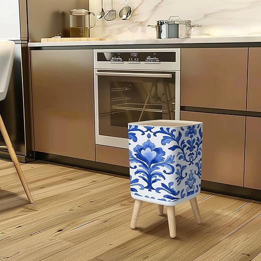Small Trash Can with Lid Seamless vintage ornamental watercolor paint pattern for fabric Wastebasket with Press Cover Dog Proof Garbage Can Waste Bin for Kitchen Bathroom Nursery 2.6 Gallon
