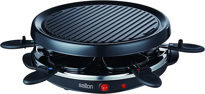 Party Grill & Raclette by Salton | 6-Person Smokeless Indoor Grill | Non-Stick Grill Plate