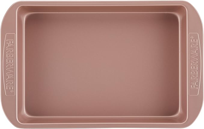 Farberware Baking Nonstick Cake Pan, Rectangle, 9 Inch x 13 Inch, Red Rose Gold