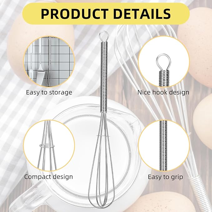 Baderke 30 Pcs 6 Inch Mini Whisk Bulk Small Whisks for Cooking 304 Stainless Steel Tiny Whisk for Baking, Whipping, Beating Eggs, Mixing Sauces, Blending Ingredients