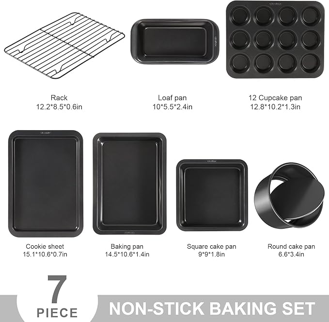 CHEFMADE Bakeware Set, 7-Piece Nonstick Kitchen Baking Set Carbon Steel Oven Bakeware