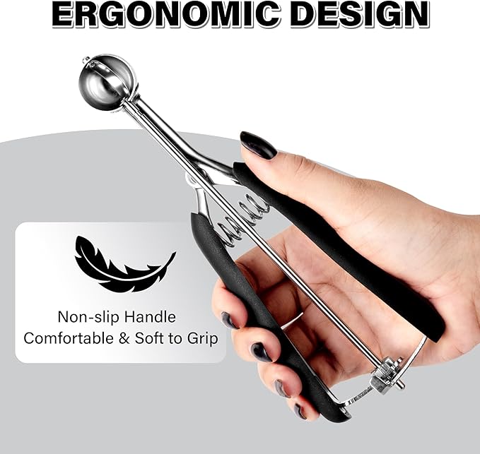 Extra Small Cookie Scoop 1 tsp, Professional Stainless Steel Tiny Ice Cream Scoop 25mm, Melon Baller Scoop Good Soft Grips, Quick Trigger Release