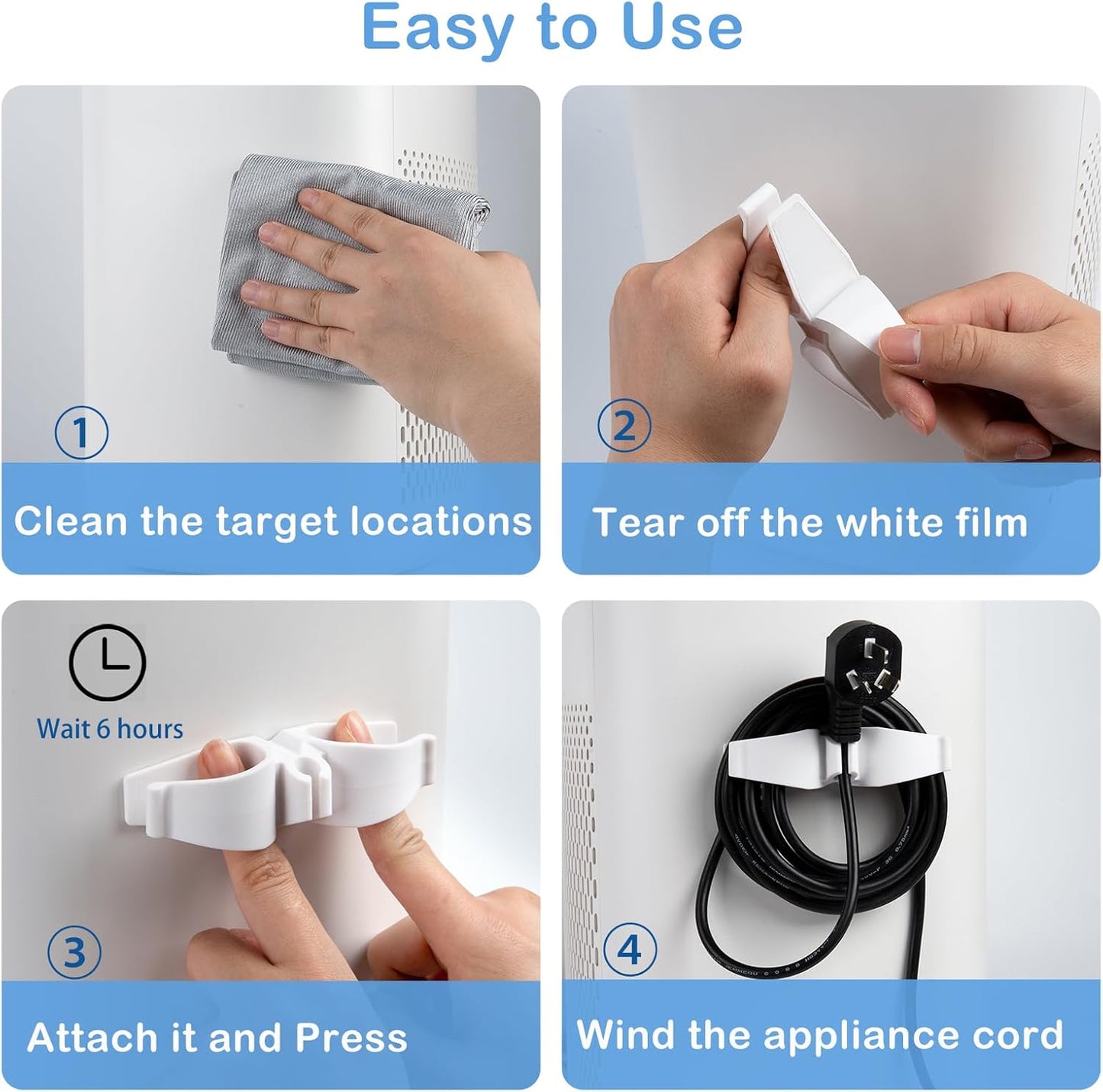 Cord Organizer for Appliances, 12 Pack Upgraded Kitchen Appliance Cord Organizer Stick On Appliance Wire Organizer Wire Wrapper for Kitchen Appliances Mixers, Coffee Maker, Pressure Cooker