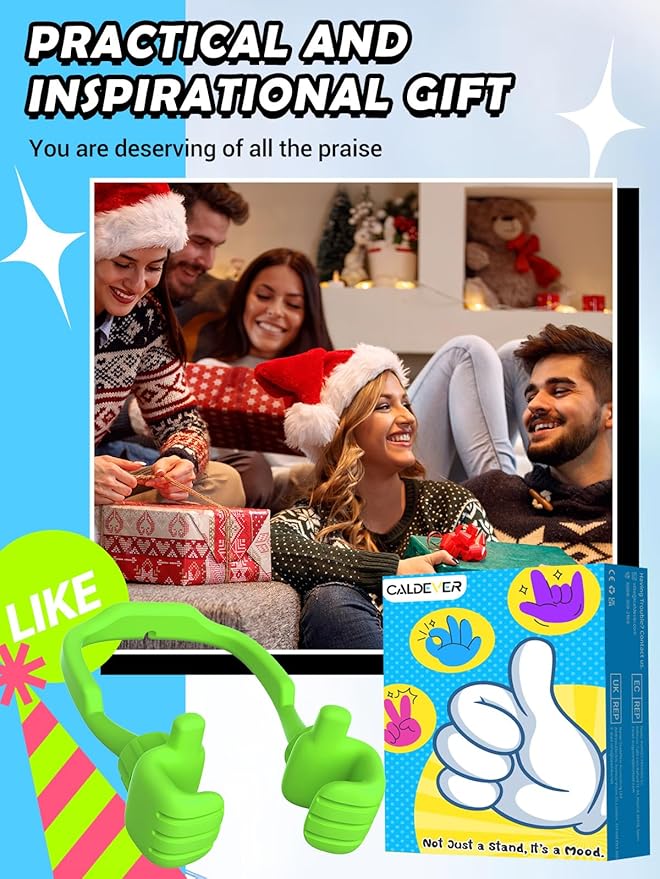 Stocking Stuffers for Teens Boys Girls Cell Phone Stand: Upgrade Adjustable Thumbs Up Lazy Phone Holder for Desk Fun Birthday Gifts for Grandma Adults Husband from Wife