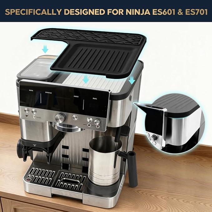 Top Mat for Ninja Luxe Espresso Coffee Machine ES601 & ES701, Food-Grade Silicone Heat-Resistant, Shields Top Surface from Scratches Ninja Luxe Cafe Accessories(Black)
