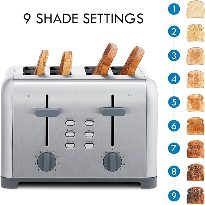 Kenmore 40605 4-Slice Toaster with Dual Controls in Stainless Steel