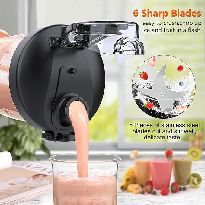 20oz Portable Blender, 240W USB Rechargeable Smoothie Blender with LED Display, Pulse & Blend Modes, IPX7 Waterproof, BPA-Free,Travel Juicer for Shakes, Ice Crushing, Sports & Outdoor Black