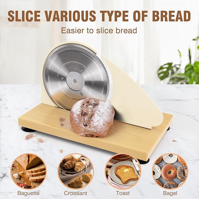 vanerepok Manual Bread Slicer for Homemade Sourdough Bread Versatile Hand Crank Bread Slicer for Sourdough Crusty Bread Etc Stainless Steel Slicers Adjustable Width for Homemade & Commercial Use