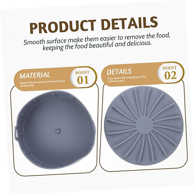 Air Fryer Accessory Oven Liner for Bottom of Oven Silicone Pad Handle for Basket Air Fryer Non-stick Reusable Heat-resistant Grey