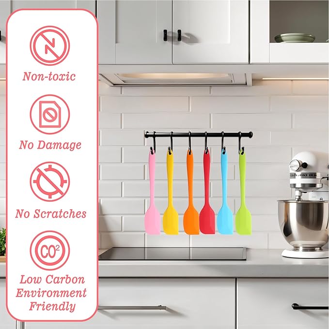 Mini Silicone Spatula - 36Pcs Mini Spatulas for Kitchen Use, 8.3 Inch Small Heat-Resistant Silicone Scrapers, Multicolor Non-Stick Flexible Baking Tools (6 Colors)