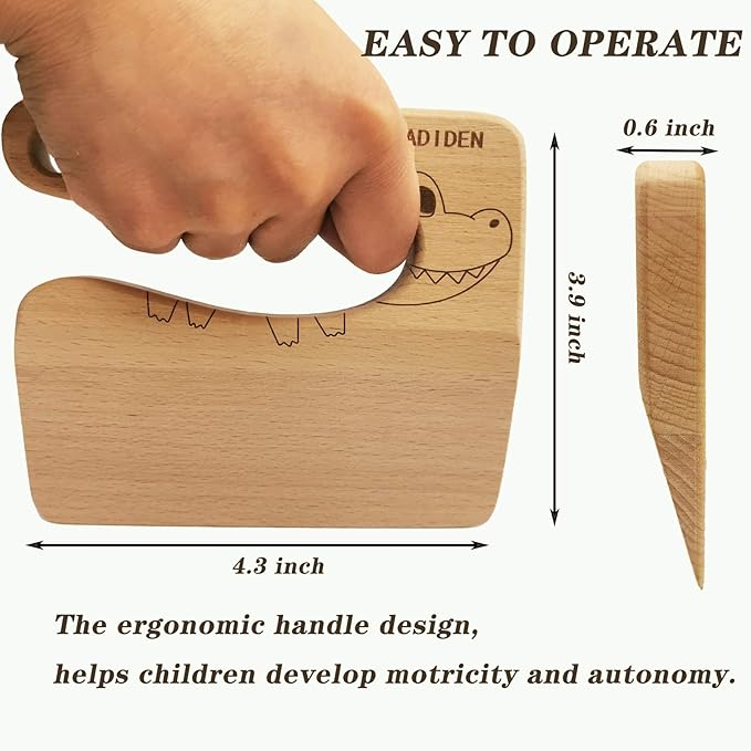 Wooden Kids Knife for Cooking,Kid Safe Knives,Kitchen Toy,Chopper,Vegetable and Fruit Cutter (For 2-8 Years Old)