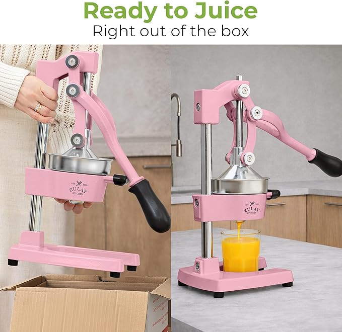 Zulay Kitchen Cast Iron Juicer - Heavy Duty Manual Juicer with Detachable Strainers for Easy Cleaning, Orange Juice Press for Citrus Fruits, Perfect for Bartenders, Juice Lovers & Health Enthusiasts