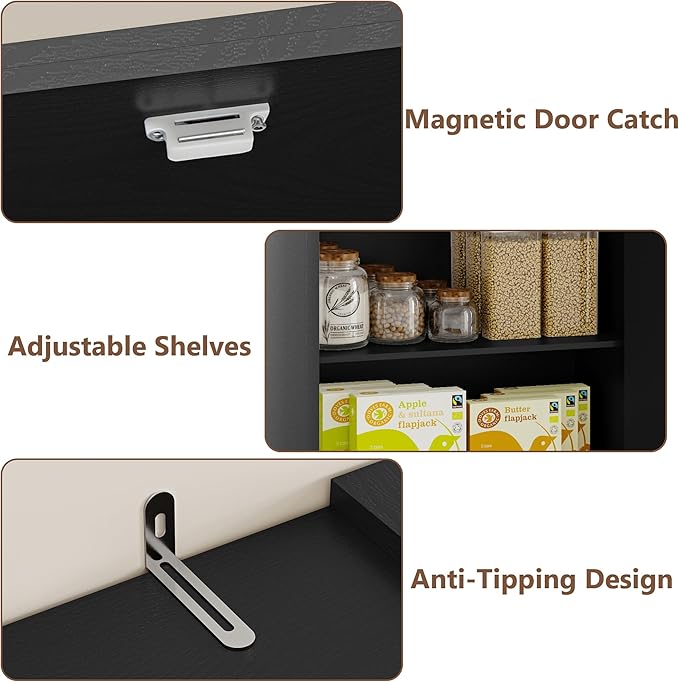 Pantry Organizers and Storage Cabinet, 71” Barn Door White Kitchen Cabinet with Drawers and Adjustable Shelf, Tall Pantry for Kitchen, Dining Room, Living Room. Bathroom and Office