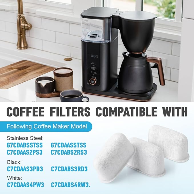Coffee Maker Water Filter UNIV1CFLTR6PK Replacement For GE Café Carbon Coffee Machine Accessories Water Filter Pod Permanent Filters G7CDABSSTSS,G7CDAASSTSS,C7CDAAS3PD3,C7CDAAS4PW3 (3Pack)