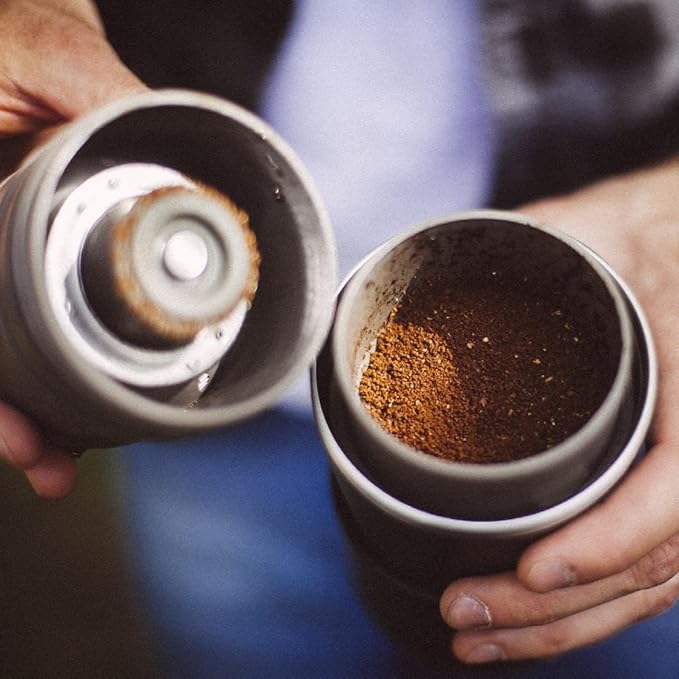 Cafflano Klassic : All-in-1, Drip Kettle+Grinder+Permanent Stainless Filter Dripper+Double-wall Tumbler, Pourover, Coffee Maker for Camping & Travel