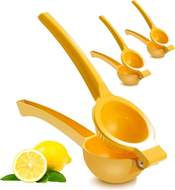 EcoQuality Heavy Duty Handheld Yellow Citrus Juice Squeezer Premium Lemon, Lime & Orange Press for Maximum Extraction Easy to Use, Durable and Rust Resistant Metal Manual Juicer (2)