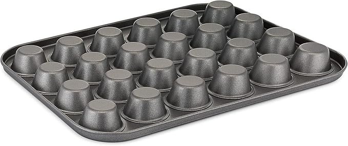 husMait Premium Quality Mini-Muffin Pan, Baking Sheet, and Cooling Rack. For Baking Mini Cupcakes, Muffins, Bite Size Tarts, Cookies. Non-Stick, Dishwasher Safe, Oven Safe (Muffin Pan)