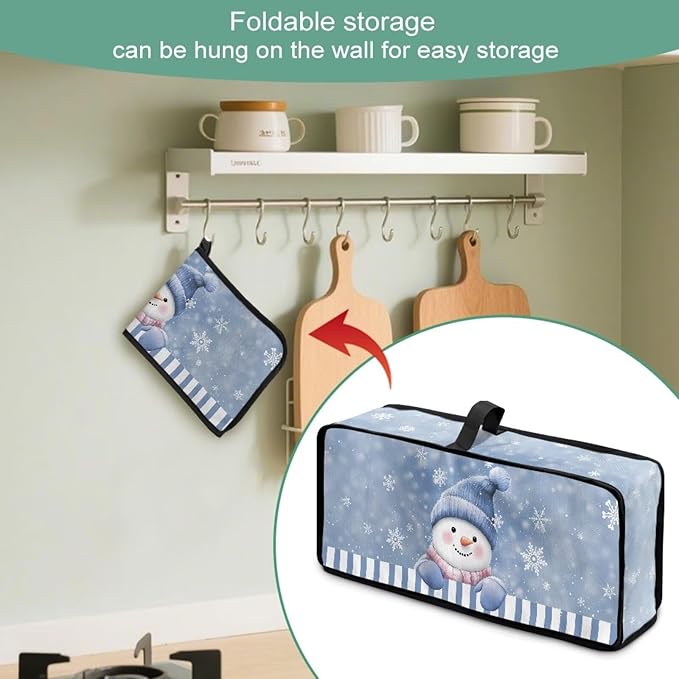 Christmas Slim Toaster 2 Slice Compact Thin Cover for 2 Slice Slim Toaster Funny Dust Covers for Kitchen Appliances Home Decor Blue