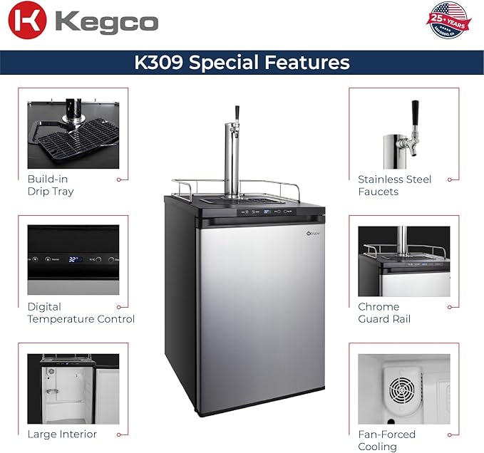 Kegco K309SS-1 Keg Dispenser, Stainless Steel