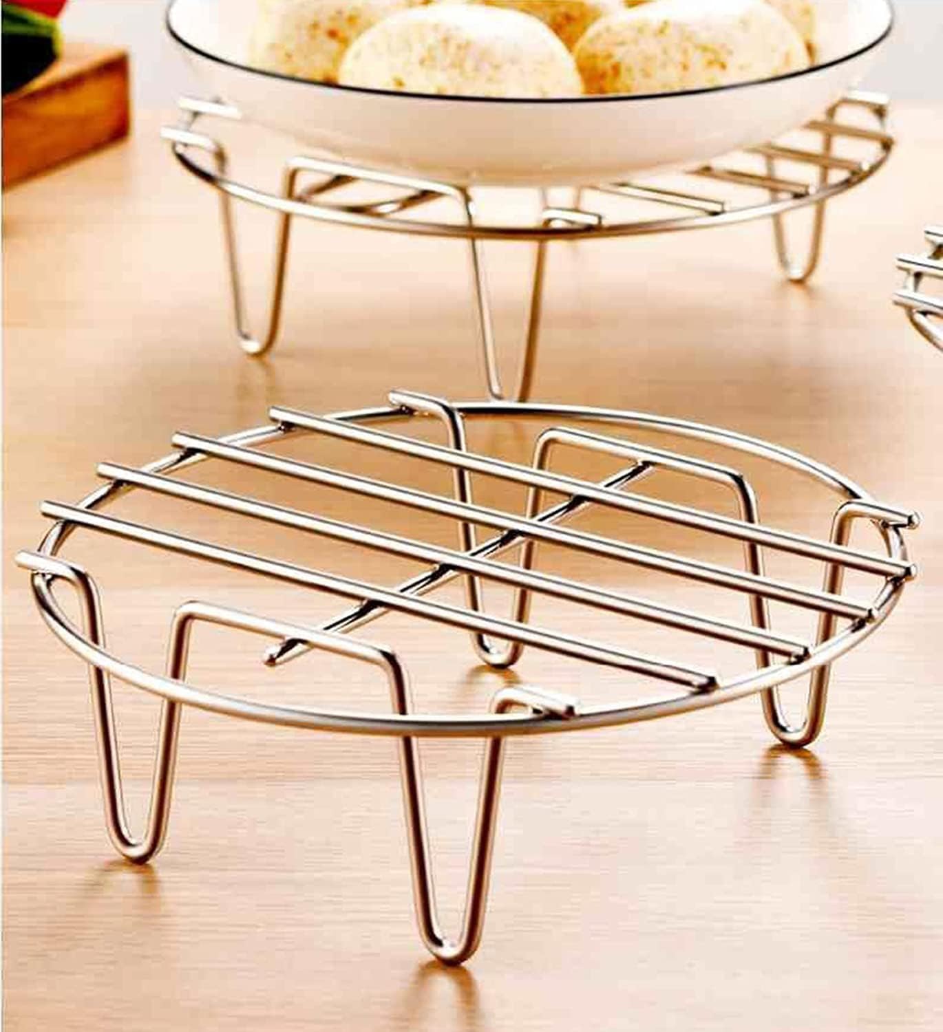 9.8" Round Cooking Rack Versatile Stainless Steel Grid Grill Steamer Rack, Fits Air Fryer Pot Pressure Cooker Canning