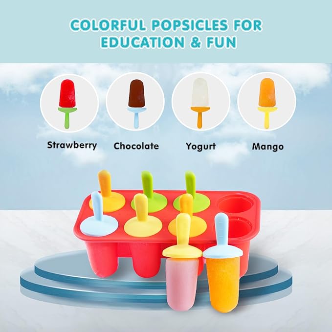 Miaowoof 10-Cav & 8-Cav Silicone Popsicle Mold for Kids, Non-BPA Premium Silicone Popsicles Molds