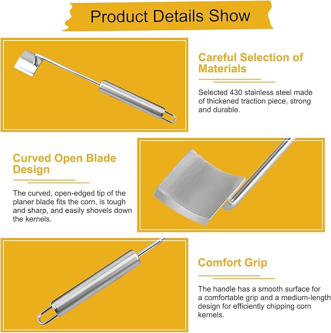 NEW Long Handle Stainless Steel Corn Peeler & Stripper,Corn Cob Stripper,Easy Clean Corn Peeler Corn Cob Stripper Tool