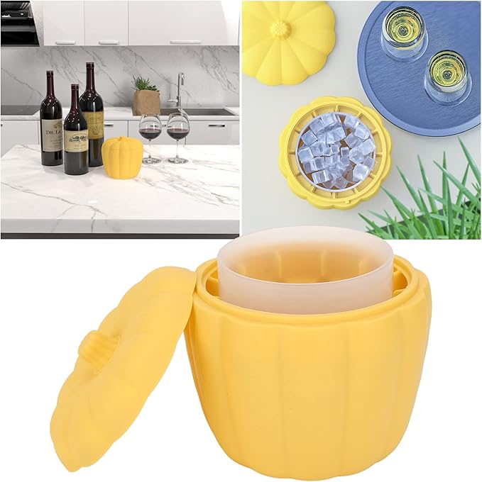 Ice Cube Maker, Pumpkin Look, Easy to Use, Space Saving, Silicone Acrylic Silicone Ice Bucket