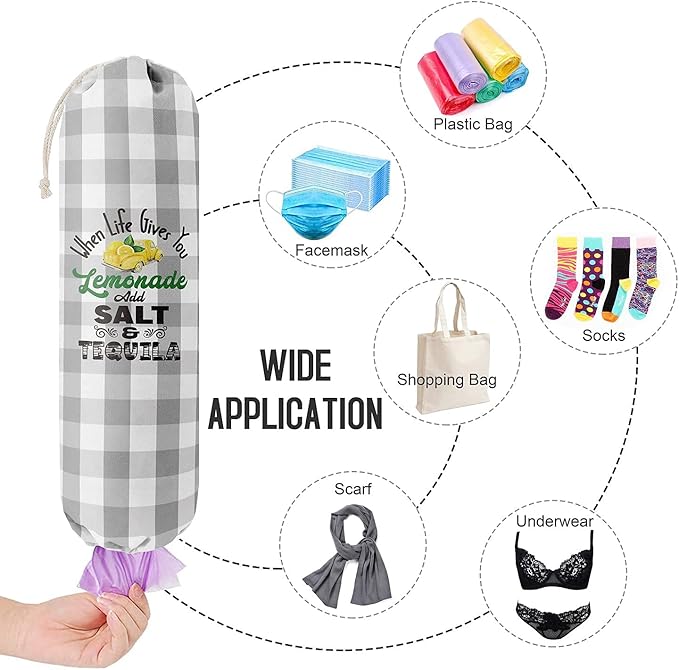 Grocery Bags Holder Organizer for Shopping Bags，Wall Mount Plastic Bags Storage Container Dispensers，Lemons Add Sal, Gift for Women Mother Grandmother Friend