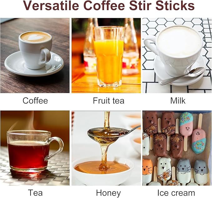 Wooden Coffee Stirrers 5.5" Coffee Stir Sticks 500 Pcs, Natural Birch Round End Thick Birch Wood Eco-Friendly Suitable for Coffee, Cocktail and Hot Drinks