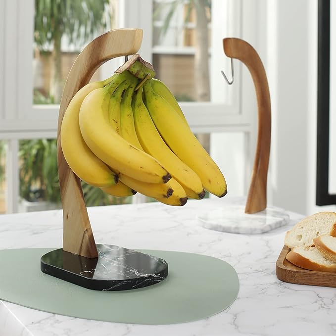 everous Banana Hanger black Marble Base,Modern Banana Holder Tree Stand for kitchen home None Slip Banana Rack Banana holder stand