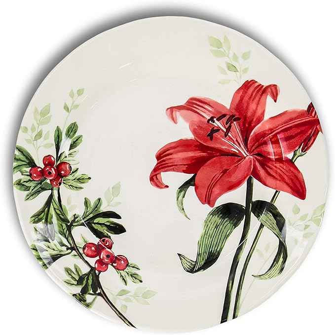 Tudor Royal Collection 24-Piece Round Dinnerware Set, Service for 6, Rosemary Design, Summer Flowers, Plates Bowls Mugs Dishes, High-Gloss Premium Quality