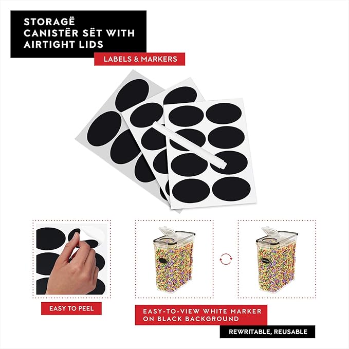 DWËLLZA KITCHEN 4 Pack Cereal Containers Storage - 17 oz Olive Oil Dispenser Bottle & 6 oz Glass Olive Oil Sprayer