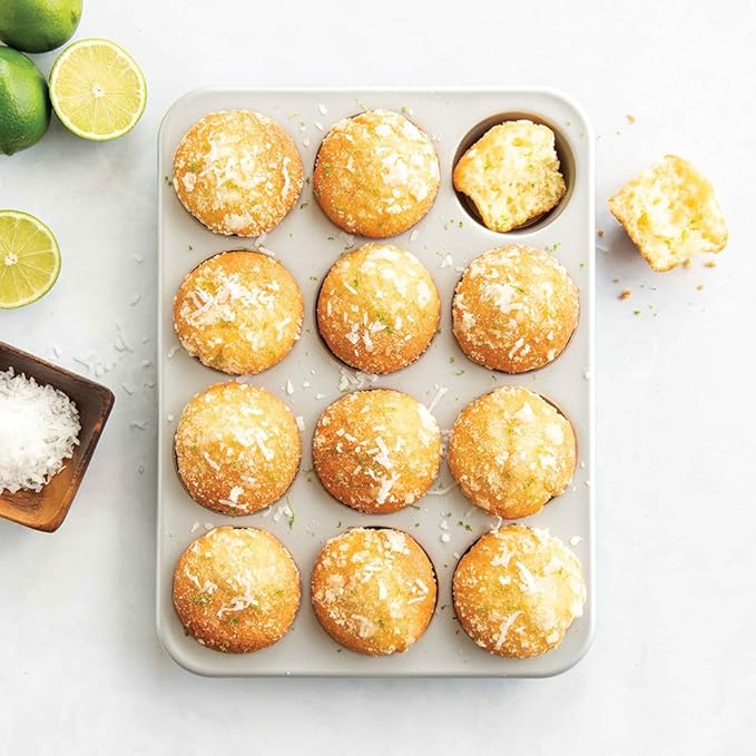Nordic Ware Brilliant™ Colorful 4-Pc Baking Set, Nonstick made without PFAS or PTFE for safe cooking; Reinforced steel rim prevents warping; Half Sheet, 9x13 Inch Pan, 9-Inch Round Pan and Muffin Pan