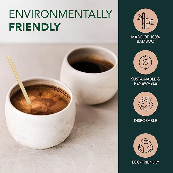 Party Essentials Bamboo Coffee Stirrers/Beverage Stir Sticks, 5.5" Length, 4000-Count, Natural