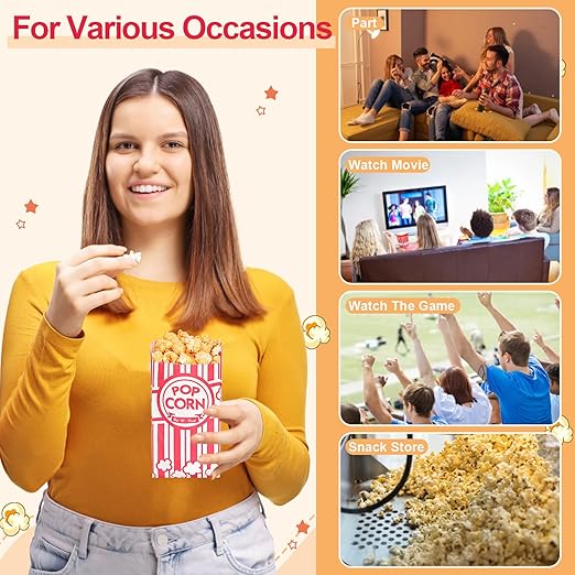 Dualshine 302 Pcs Popcorn Bags with Popcorn Scoop and Salt Shaker,1 oz Small Bulk Paper Popcorn Bags Individual Servings,Popcorn Kits for Popcorn Machines Supplies Party Movie Night Theater